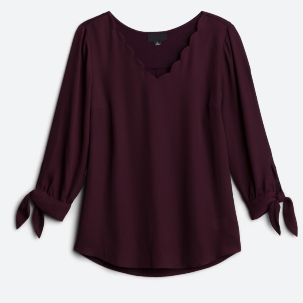 Fortune + Ivy Farrow Tie Sleeve mixed material blouse size Small;  stitch fix